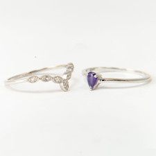  Ezüst Szett Marokkói Ametiszttel és Fehér Topázzal ( Gyűrű ), XMP125/62 gyűrű