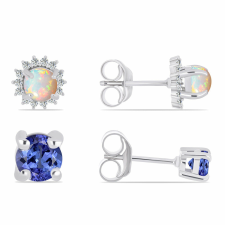  Ezüst Szett Tanzanittal és Etiópiai Opállal ( Fülbevaló ), Y60668 fülbevaló