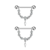  Ezüst Színű 316L Félkőr Alakú Mell Barbell Piercing Kövekkel - 1Pár