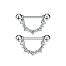  Ezüst Színű 316L Félkőr Alakú Mell Barbell Piercing Kövekkel - 1Pár egyéb ékszer
