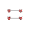  Ezüst Színű 316L Ördög És Angyal Szív Mintás Fül És Mell Barbell Piercing Piros Kővel - 1Pár