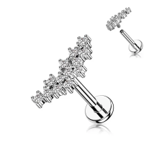 Ezüst Színű 316L Orvosi Acél Egyenesszárú Labret Piercing Cirkónia Kövekkel egyéb ékszer