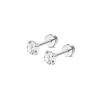  Ezüst Színű 316L Orvosi Acél Egyenesszárú Labret Piercing Cirkónia Kővel - 1 pár - 5 mm