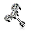  Ezüst Színű 316L Orvosi Acél Fehér Kövekkel Díszített Egyenesszárú Barbell Piercing