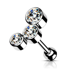  Ezüst Színű 316L Orvosi Acél Fehér Kövekkel Díszített Egyenesszárú Barbell Piercing egyéb ékszer