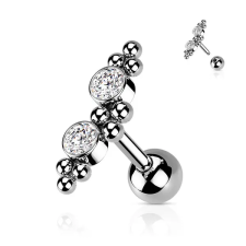  Ezüst Színű 316L Orvosi Acél Fehér Kövekkel Díszített Egyenesszárú Barbell Piercing egyéb ékszer