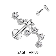  Ezüst Színű 316L Orvosi Acél Labret Piercing Nyilas Csillagjegy egyéb ékszer