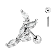  Ezüst Színű 316L Orvosi Acél Levél Mintás Barbell Piercing egyéb ékszer
