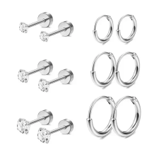  Ezüst Színű 316L Orvosi Acél Piercing Szett - 12 db egyéb ékszer