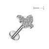  Ezüst Színű 316L Orvosi Acél Push-in Labret Piercing Pillangó Dísszel