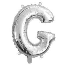  Ezüst színű, betű alakú fólia lufi, léggömb – G party kellék