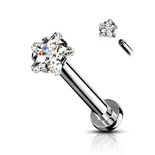 Ezüst Színű Cirkónia Kövekkel Díszített 316L Orvosi Acél Labret Piercing (8mm) egyéb ékszer