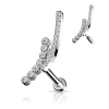  Ezüst Színű Hullámos 316L Orvosi Acél Egyenesszárú Labret Piercing Kövekkel