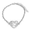  Ezüst színű kristályos Szív rozsdamentes acél karkötő