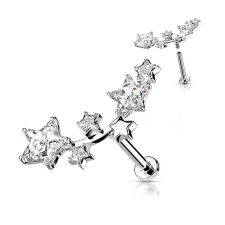  Ezüst Színű Orvosi Acél Labret Piercing Cirkónia Köves Csillag Díszítéssel egyéb ékszer