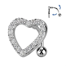  Ezüst Színű Orvosi Acél Szív Alakú Köldök Piercing Kövekkel egyéb ékszer