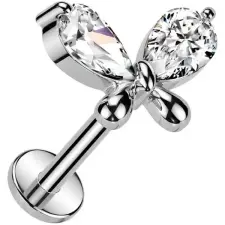  Ezüst Színű Pillangó Alakú Push-in Labret Piercing Cirkónia Kővel egyéb ékszer