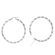  Ezüst Színű Rozsdamentes Acél Csavart Karika Fülbevaló - 44 mm fülbevaló