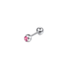  Ezüst Színű Rozsdamentes Acél Egyenes Szárú Piercing Pink Cirkónia Kővel