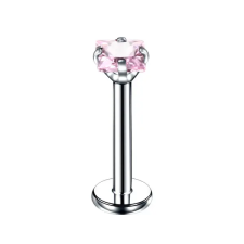  Ezüst Színű Rozsdamentes Acél Piercing Rózsaszín Cirkónia Kővel, 8 mm egyéb ékszer