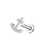  Ezüst Színű Rozsdamentes Acélból Készült Vasmacska Alakú Strasszköves Labret Piercing