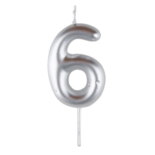  Ezüst színű számgyertya – 6 party kellék