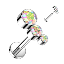  Ezüst Színű Titánium  Egyenesszárú Labret Piercing Színjátszós Cirkónia Kövekkel egyéb ékszer