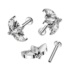  Ezüst Színű Titánium Egyenesszárú Piercing, Virágszirmokkal Díszítve egyéb ékszer