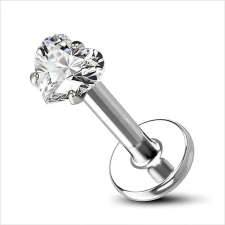  Ezüst Színű Titánium Piercing Fehér Szív Alakú Cirkónia Kővel Dísz-5mm egyéb ékszer