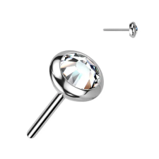  Ezüst Színű Titánium Piercing Vég Fehér Cirkónia Kővel - 3 mm egyéb ékszer