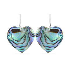  Ezüst Szív Fülbevaló - Fekete Gyöngyház - 46x25mm fülbevaló