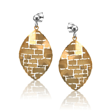  Ezüst Toscana Fülbevaló—rombusz, arany fülbevaló