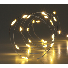 Ezüst vezetékes fényfüzér 40 db melegfehér LED-del kültéri izzósor