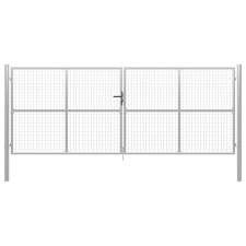 Ezüstszínű horganyzott acél kertkapu 415 x 200 cm kerti dekoráció