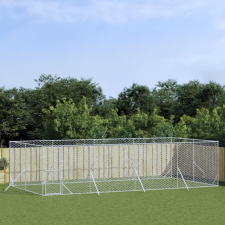 ezüstszínű kültéri horganyzott acél kutyakennel 8x4x2 m szállítóbox, fekhely kutyáknak