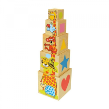  Fa állatos kockapiramis puzzle, kirakós