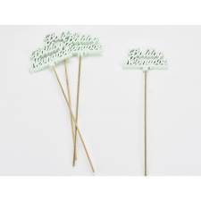  Fa beszúrós Boldog névnapot felirat menta 8x29cm 4db/csomag dekorációs kellék