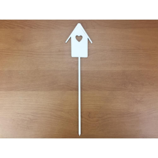  Fa - Beszúrós madárházikó fehér 7x29cm dekorációs kellék