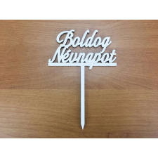 Fa - Beszúrós "Boldog Névnapot" felirat fehér 8,6cm dekorációs kellék