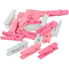  Fa csipesz rózsaszín-fehér 3,5cm 18db-os dekorációs kellék