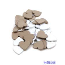  Fa dekor fehér-drapp 50db/csomag - Szív dekorációs kellék