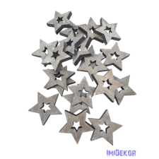  Fa dekor lyukas csillag*20 - Szürke dekorációs kellék