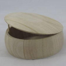 Fa doboz gömbölyű tetős 13cm x 4,5cm dekorálható tárgy