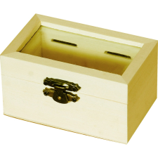 Fa doboz mini üvegbetétes 9 cm x 4,7cm x 5,5cm dekorálható tárgy