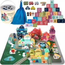 Fa építőjáték - Város 100 db Kruzzel 19159 74144 puzzle, kirakós