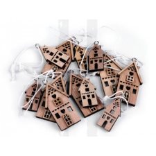  Fa házika akasztható - 12 db/szett karácsonyfadísz