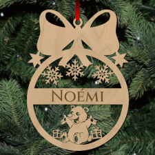  Fa karácsonyfadísz - Egyedi neves - Maci karácsonyfadísz