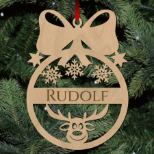  Fa karácsonyfadísz - Egyedi neves - Rénszarvas karácsonyfadísz