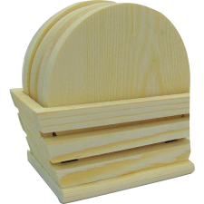 Fa poháralátét tartóval kerek 11,5cm x 6cm x 6,5cm dekorálható tárgy