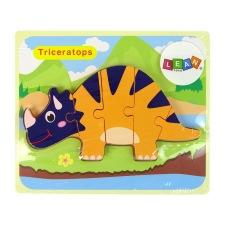 Fa puzzle dinoszauruszok triceratopsz és ankylosaurusz narancssárga puzzle, kirakós